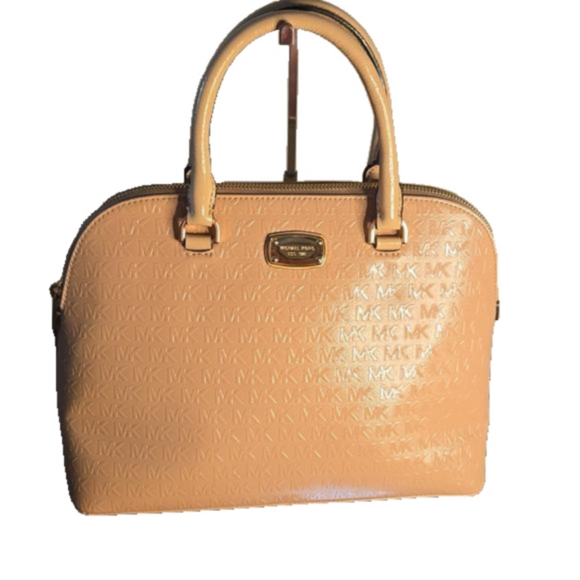 Michael Kors Oyster Cindy Domed Zip MK Embossed Satchel Bag - Picture 1 of 7